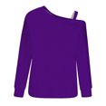 thumbnail image 5 of AXXD Purple Basic Summer Shirts for Women 2024 Trendy Casual Solid One Shoulder Pullover Long Sleeve Top, 5 of 5