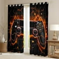 thumbnail image 2 of Feelyou Futuristic Gamepad Curtains Pack of 2 (42x84 Each), Neon Glowing Honeycomb Curtains Blackout, Glitter Orange Games Console Bedroom Curtains, Living Room Curtains Decor, 2 of 6