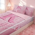 thumbnail image 2 of meiyoeat Pink Glitter Butterfly Monogrammed K Zipper Twin Comforter Sets with Fitted Sheet and 2 Pillowcases for Girls, Sparkle Floral Initial Letter Zipper Bedding Set, Pink Reversible, 2 of 6