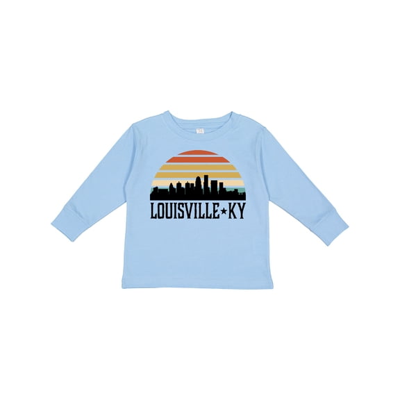 Inktastic Louisville Kentucky Skyline Retro Sunset Boys or Girls Long Sleeve Toddler T-Shirt