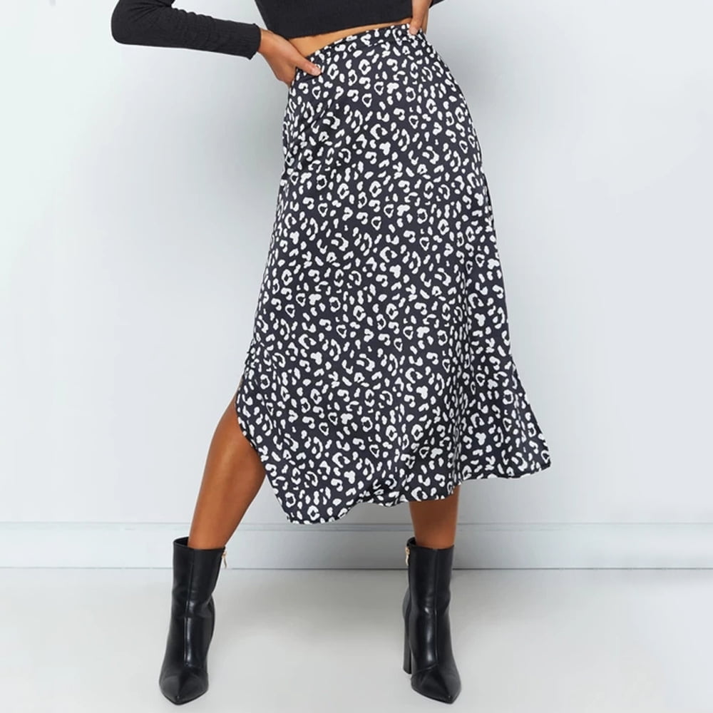 leopard print chiffon skirt