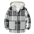 thumbnail image 2 of BFHHYA Boys Girls Sherpa-lined Plaid Hoodie Kids Teen Fall Winter Zip-Up Casual Hooded Jacket Long Sleeve Outerwear with Pockets for Playdates (4-15Y), 2 of 5