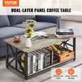 thumbnail image 2 of VEVOR 40" Farmhouse Coffee Table, Rectangle Coffee Table with Open Storage Compartment, Wooden Rustic Cocktail Table for Living Room, Bedroom, Apartment, Studio, Brown & Black, 2 of 9