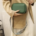 thumbnail image 1 of Bolsa De Hombro Bolso bandolera pequeño y cuadrado para mujer, de piel auténtica, con correa ancha para mujer (verde) Likrtyny  Para Estrenar, 1 of 7