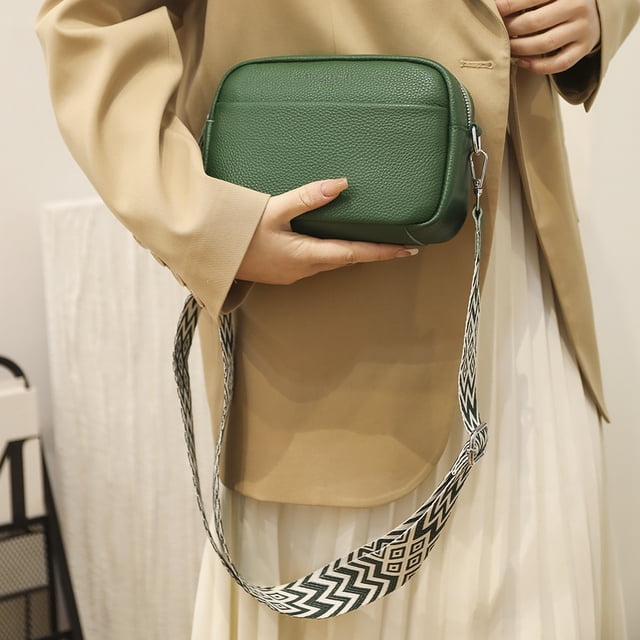 Bolsa De Hombro Bolso bandolera pequeño y cuadrado para mujer, de piel auténtica, con correa ancha para mujer (verde) Likrtyny Para Estrenar