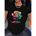 thumbnail image 1 of Camiseta De Verano Para Mujer, Cuello Redondo, Para Mochilero, Vacaciones En La CalleValentine'S Day Romantic flowers prints Oversize Comfy Women'S Short Sleeve Crew Neck Tee for EverydCamisetas de, 1 of 6