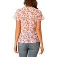 thumbnail image 3 of INSPIRE CHIC Women's Floral V Neck Short Sleeve Ruffled Ditsy Blouse Tops, 3 of 6