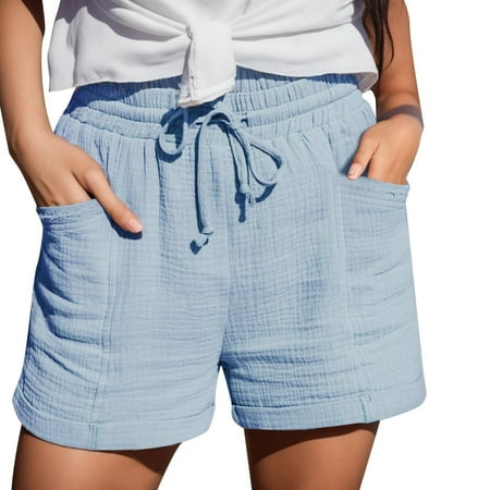 Puawkoer Women s Straight Leg Casual Overall Shorts for Women Pants High Waist Sports Plus Size Boy Shorts Underwear for Women Loose Shorts Casual Fashion Leather Shorts