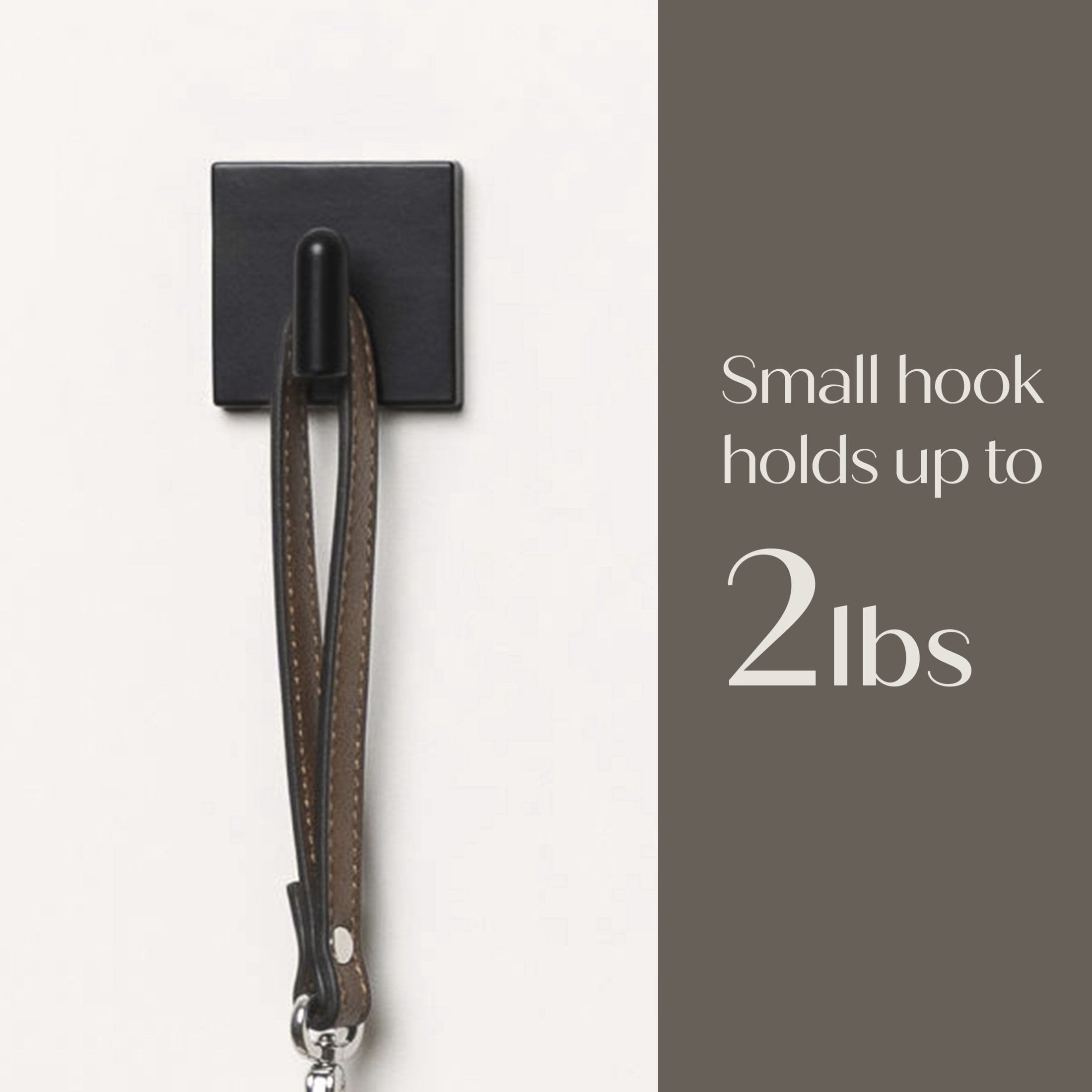 Command Decor Small Metal Hook, Matte Black, Holds 2 lbs, 1 Hook, 6 Small Adhesive Strips