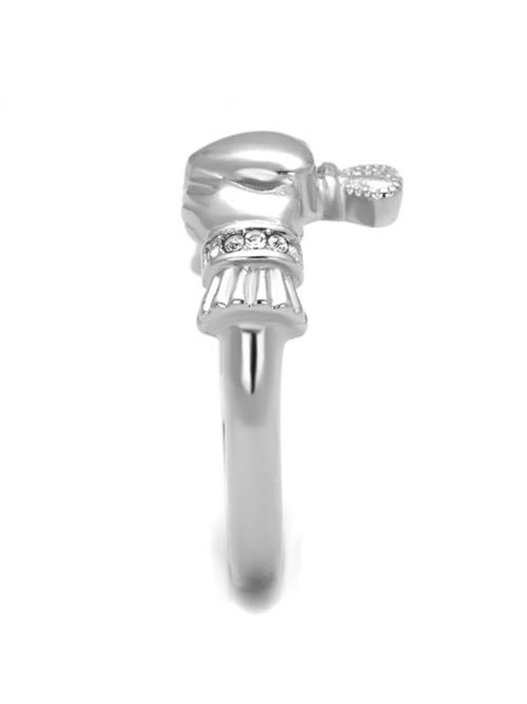 Women's Stainless Steel Irish Claddagh Promise Ring - Friendship Band, Sizes 7-10, Silver
