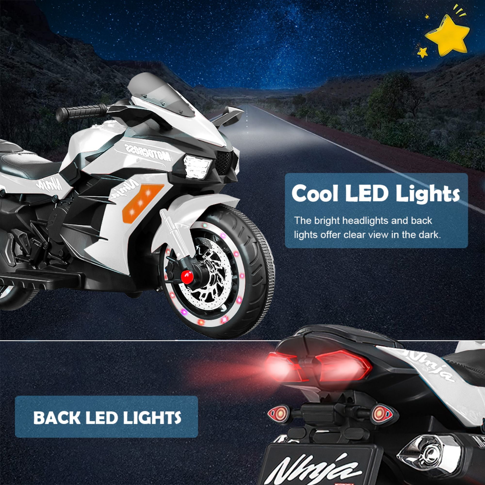CIPACHO 12V Battery Motorcycle, Rechargeable Kids Ride On Car with Training Wheels Electric Cars Motorcycles, White CIPACHO 12V Battery Motorcycle, Rechargeable Kids Ride On Car with Training Wheels Electric Cars Motorcycles, White
