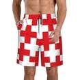 thumbnail image 2 of Uemuo Red Cross 1 Pattern Men's Swim Trunks Hawaiian Beach Bathing Suit Swimsuits Beach Quick-Dry Shorts with Pockets-Large, 2 of 9
