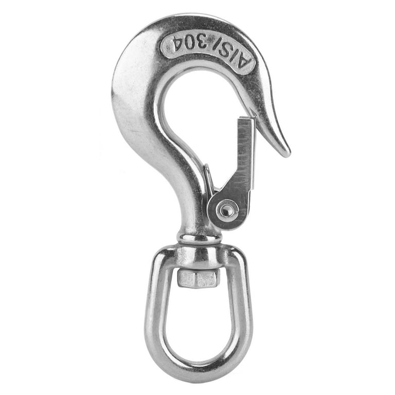 304 Stainless Steel Swivel Lifting Hook Steel Eye Hook with Latch Rigging Accessory, Size: 620KG, Pink
