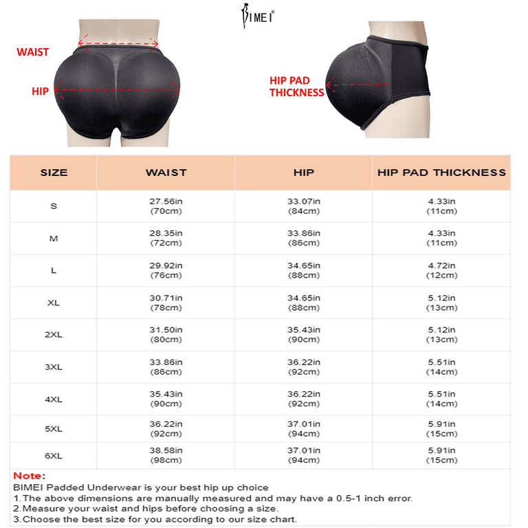BIMEI One-piece Seamless 3D Butt Lifter Padded Panties Hip Enhancer  Underwear Control Briefs,Black,S