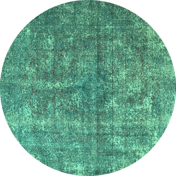 Ahgly Company Indoor Round Persian Turquoise Blue Traditional Area Rugs, 7' Round