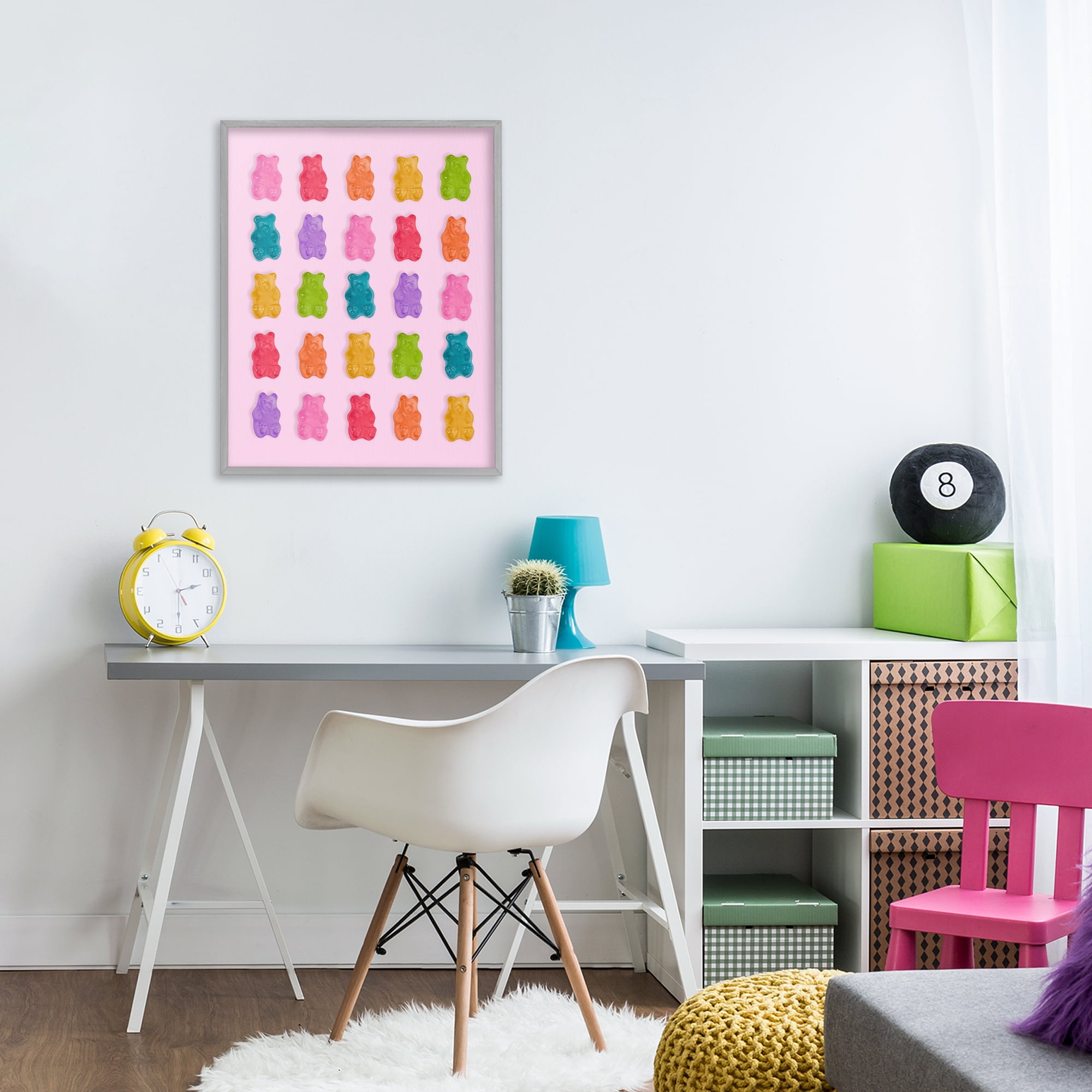 Stupell Industries Pastel Gummies on Pink Gray Framed Giclee Art, design by LISH Creative