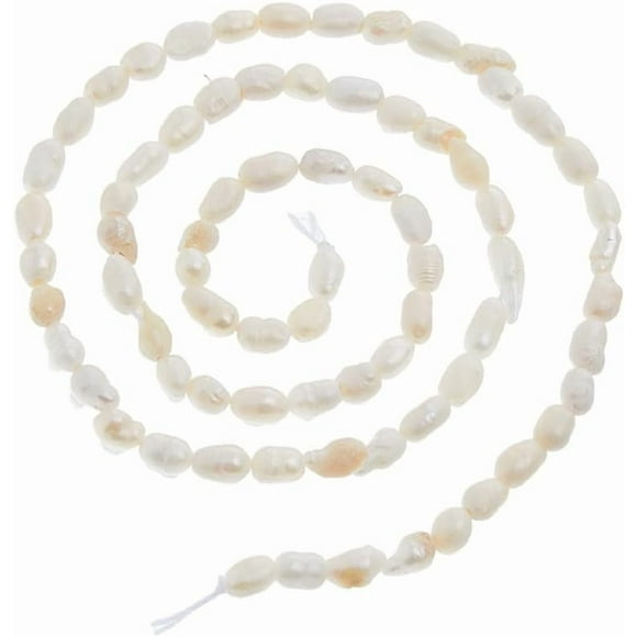 72Pcs Natural Cultured Freshwater Pearl Baroque Pearl 3mm Rice Pearl Strand Spacer Pearl Beads Seashell Color Loose Pearls for Necklaces Jewelry Making