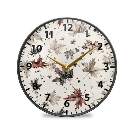 Falling Leaves Wall Clock Modern Decor Acrylic Clock Golden Hands 9.5in