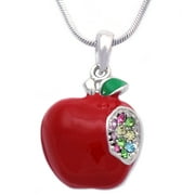 cocojewelry 3 Dimensional Red Apple Pendant Necklace Gift For Teachers