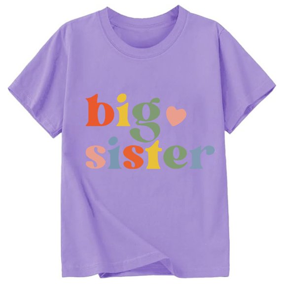 YM Toddler Shirts for Girls Purple for 8-9 Years,Children's Fashionable Casual Letter Round Neck Short Sleeved T Shirt Top