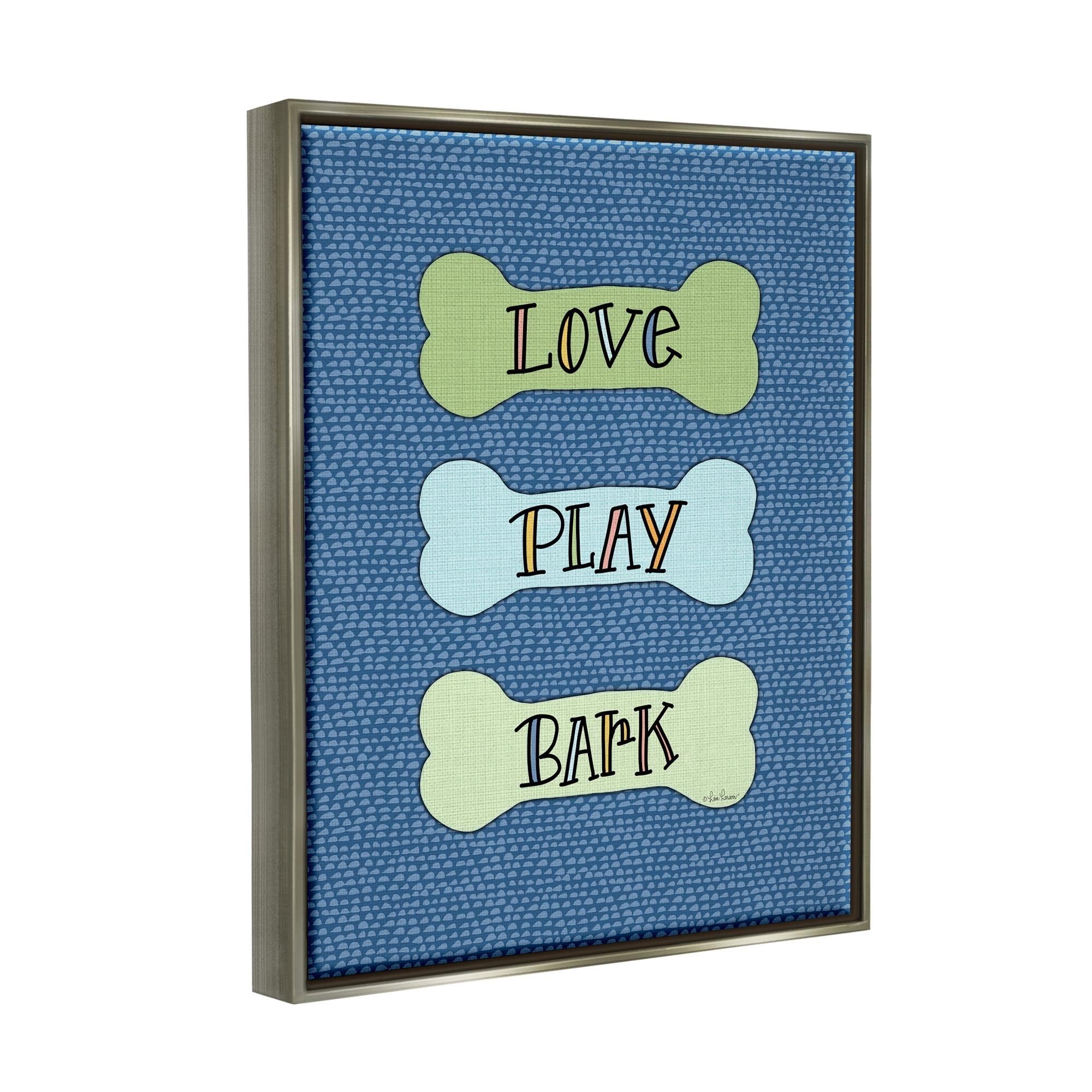 Stupell Industries Love Play Bark Blue Pattern Animals & Insects Painting Gray Floater Framed Art Print Wall Art, 25 x 31