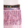 thumbnail image 6 of Haitryli Womens Belly Dance Skirt Fringed Hip Scarf Colorful Waistband Tiered Sequin Tassel Waist Chain Pink One Size, 6 of 7