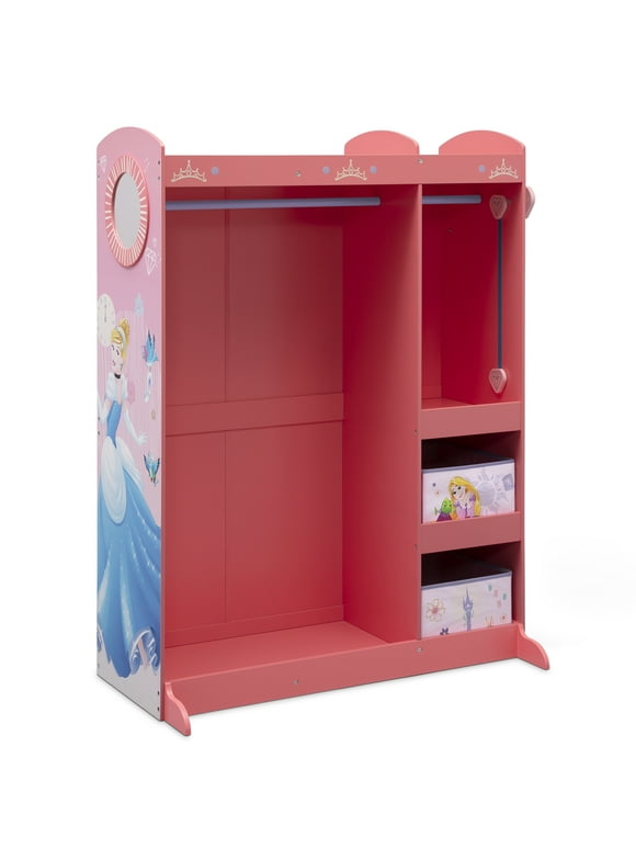 Disney Princess Dress & Play Boutique - Pretend Play Costume Storage Closet/Wardrobe with Mirror & Shelves by Delta Children, Pink