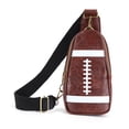 thumbnail image 2 of Bolso De Pecho Bolso retro en el pecho con estampado informal PU Crossbody Sling Bags para hombres y mujeres (Rugby), 2 of 8