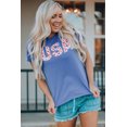 thumbnail image 1 of ABPHQTO Camiseta con estampado de leopardo de EE. UU. para mujer, 1 of 5