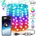 thumbnail image 4 of Luces de hadas USB enchufe en de cadena Color cambiando luces de brillo música RBG luces de cadena aplicación alambre 2 metros 2 bombillas, 4 of 8