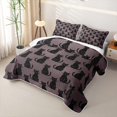 thumbnail image 3 of Feelyou Happy Halloween Black Cat Quilt Full, Cartoon Kitty Silhouette Full Bedspread Sets, Dusty Purple, 3-Piece, 1 Comforter and 2 Pillowcases, 3 of 7