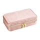 thumbnail image 1 of Estuche de viaje para joyas de terciopelo, pequeño, portátil, elegante, con cierre de cremallera, organizador de anillos para pendientes, y Rosa, 1 of 9