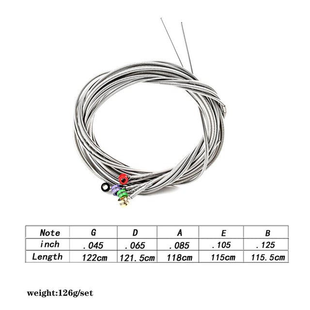 Cuerdas de bajo de 5 uds. Cuerda de cuerda de guitarra de repuesto regalo para principiantes de guitarra Likrtyny Para estrenar