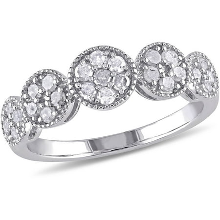 Miabella 1/2 Carat T.W. Diamond Sterling Silver Halo Semi-Eternity Ring