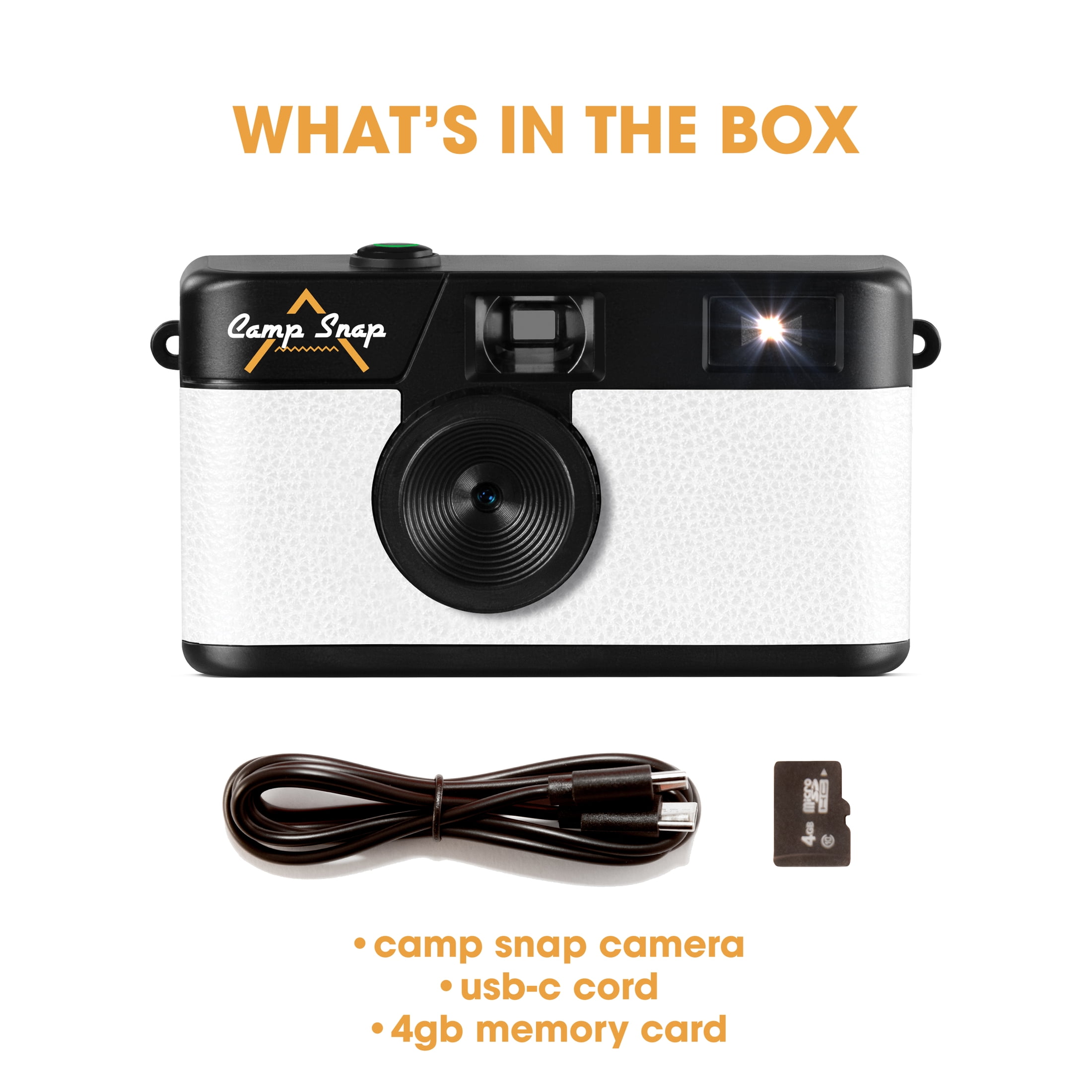 Camp Snap Screen-Free Digital Camera, Easy to Use, Point and Snap for All Ages, Artic White
