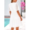 thumbnail image 2 of Vestido PRETTYGARDEN de manga corta con cuello en V para mujer, blanco, 2 of 9
