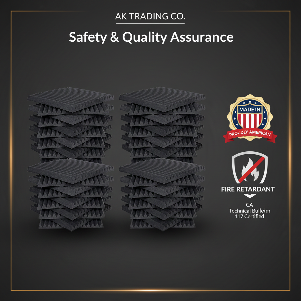 AK Trading Co Acoustic Foam Panels Soundproof Wedge Tiles 12 x 12 x 2 Inches Pack of 48