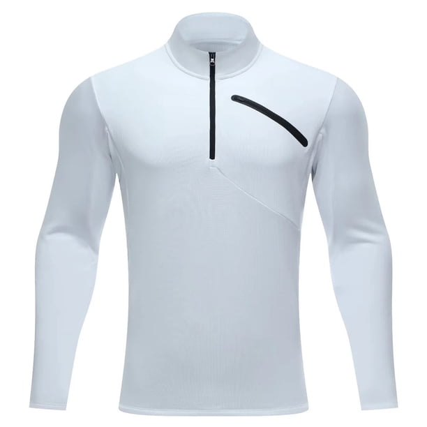 Ceisia Men's Slim Stand-Collar Half-Zip Thickened Athletic Compression Training Top Gift