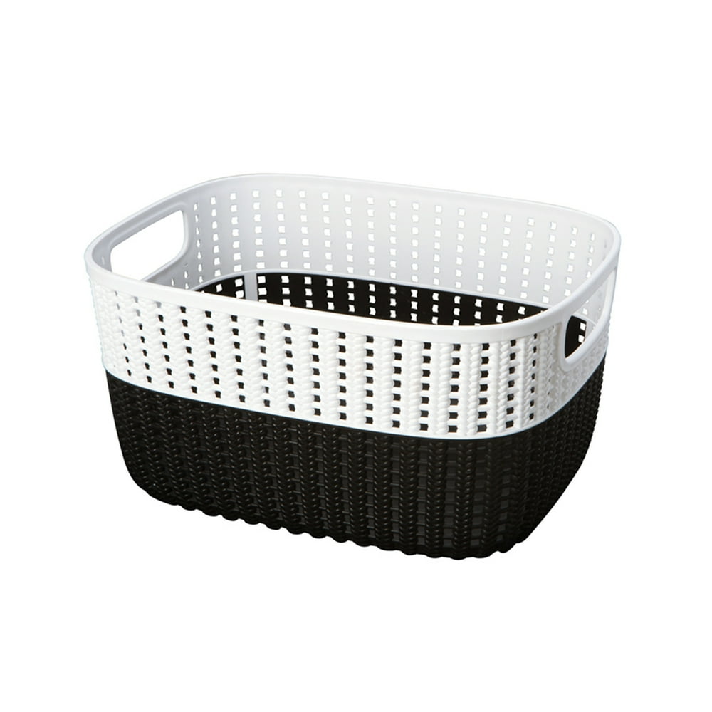 Simplify 2Tone Decorative Large Storage Basket in Black