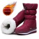 thumbnail image 2 of Botas de nieve de invierno impermeables antideslizantes de caña alta con cremallera lateral y acolchado de algodón, zapatos gruesos y cálidos de talla grande, 2 of 6