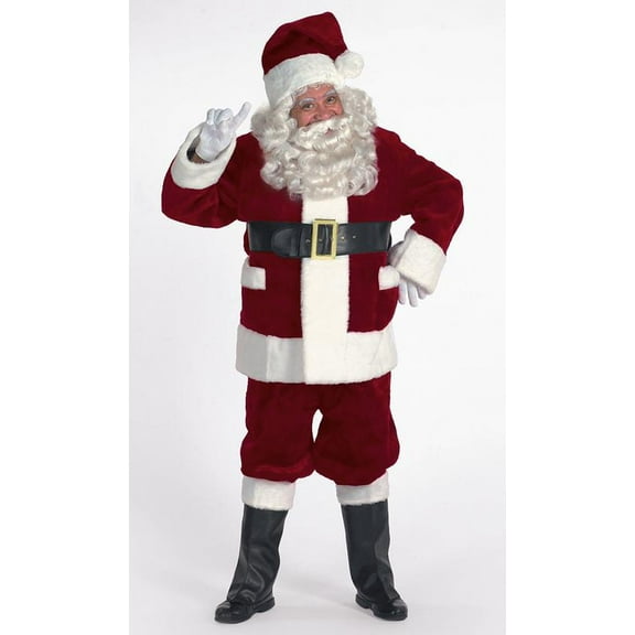 The Costume Center 7-piece Burgundy Deluxe Christmas Santa Suit with Pockets - Adult Size XXL