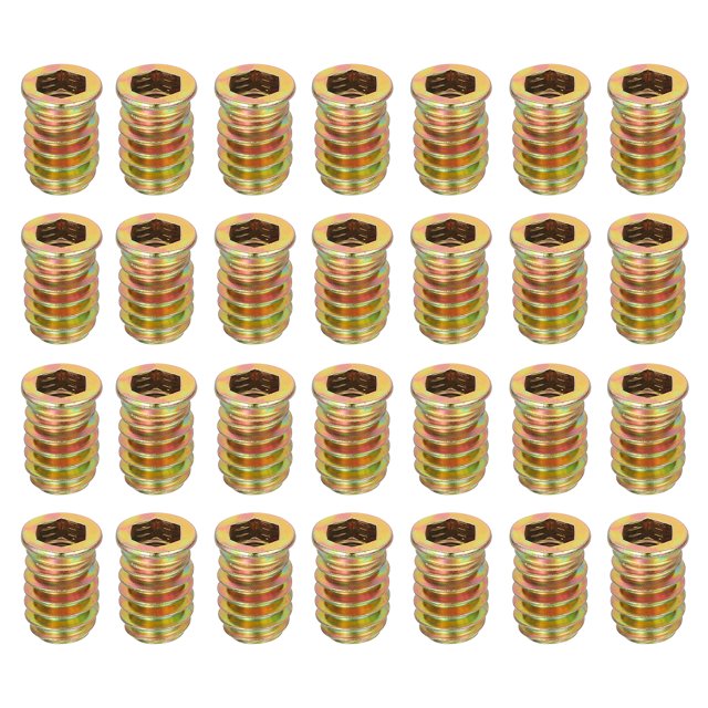 28Pcs Threaded Inserts Nuts, M8x20mm Hex Socket Drive Nut Inserts for Wood