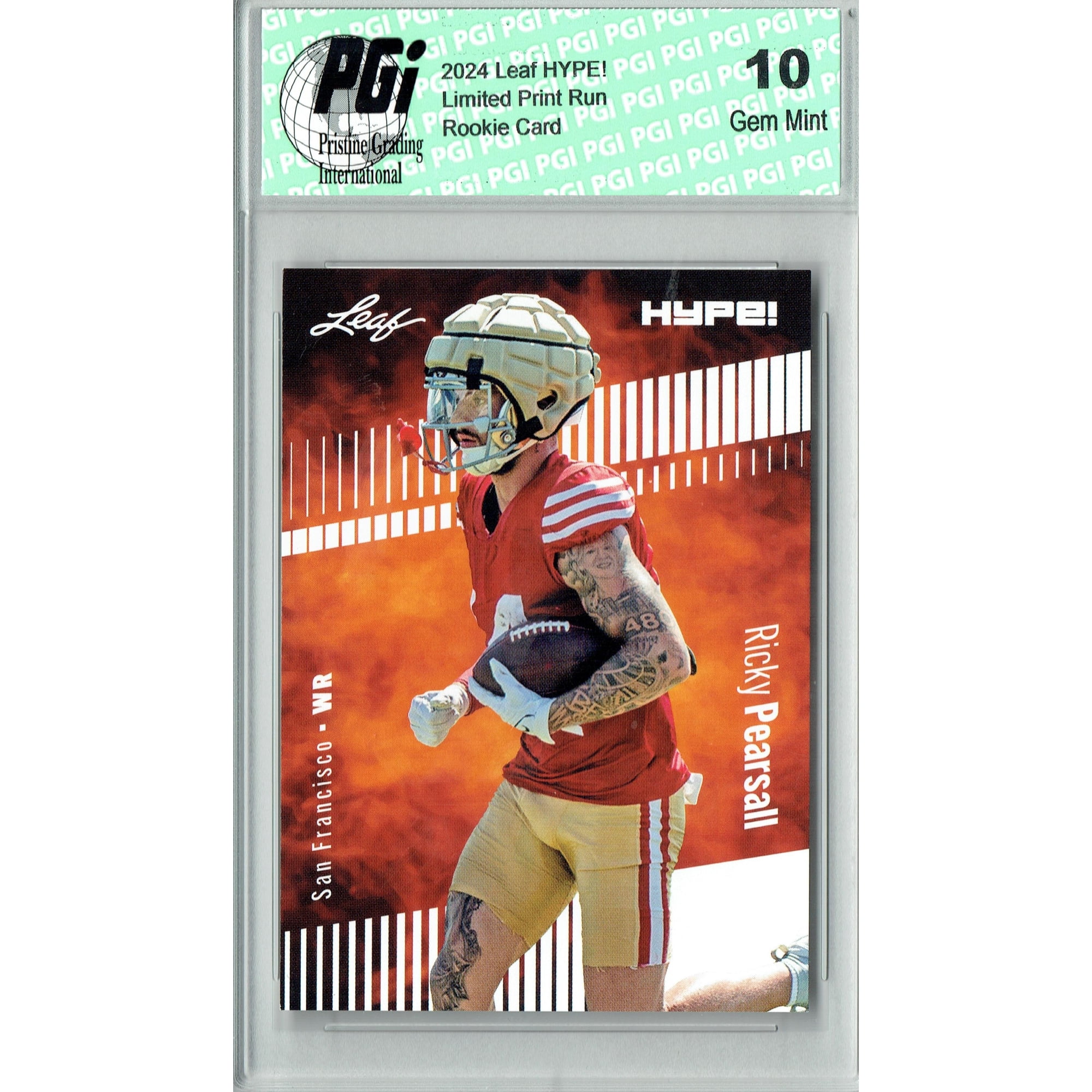 Ricky Pearsall Rookie Card San Francisco PGI 10 Gem Mint Football Trading Card 2024 Leaf Hype #153 Only 5000 Made