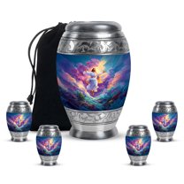Yatskia Jesus with Purple Clouds Mini Memorial Keepsake Urns for Human Ashes Adult Male and Female, Large Cremation Burial Urn for Ashes Adult Dad, (Monar 10 Inch and 3 Inch)