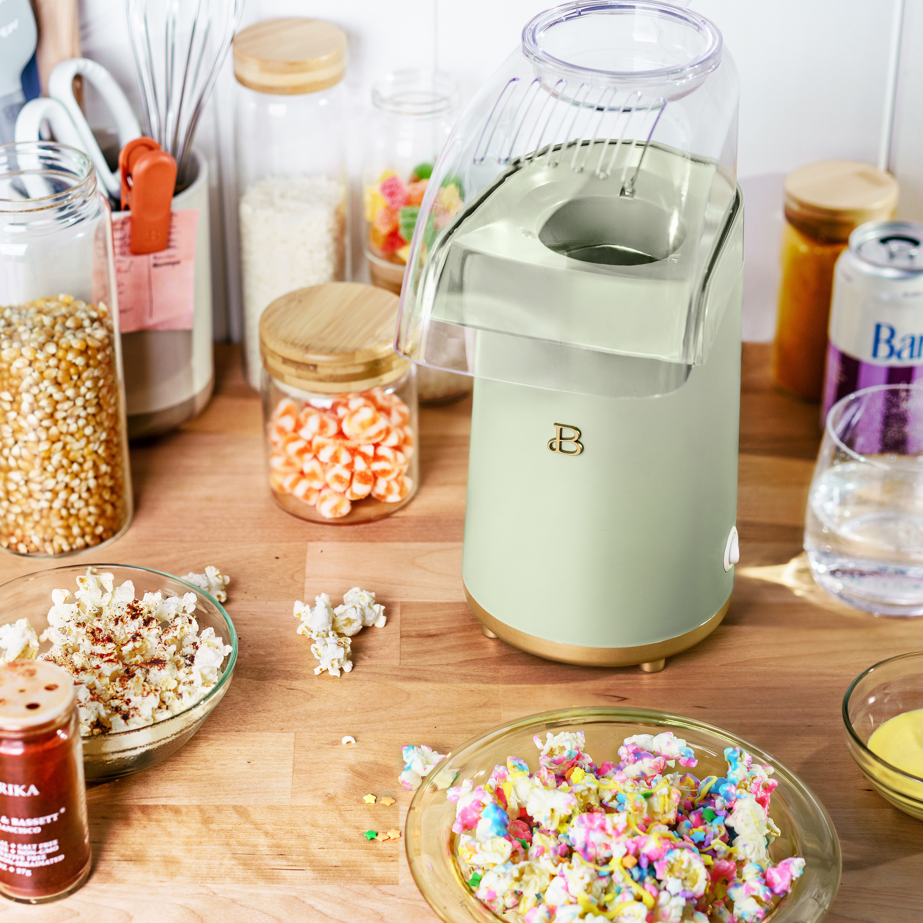 Beautiful 16 Cup Hot Air Electric Popcorn Maker, Sage Green by Drew Barrymore - image 2 of 13