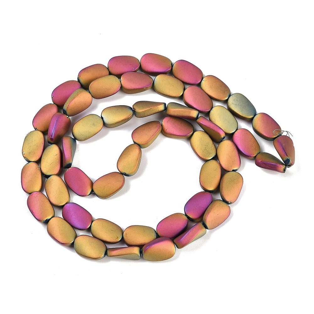 Electroplate Glass Beads Strands Frosted Oval Magenta 14x9x4.5mm Hole: 1mm about 50pcs/strand 27.17 inch(69cm)