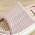thumbnail image 2 of Women Open Toe Cotton Linen Slippers Indoor EVA Thick Sole Non Slip Slippers Breathable Elastic Memory Foam Comfy Summer House Shoe, 2 of 9