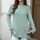 thumbnail image 5 of Heisall Women's Autumn Winter Tops Long Sleeve Solid Color Jacquard Pattern Round Neck Loose Split Hem Casual Fashion Blouses, 5 of 7