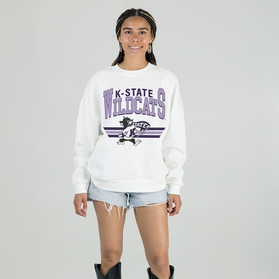 Women's Gameday Couture White Kansas State Wildcats Oversized Premium Fleece Sweatshirt