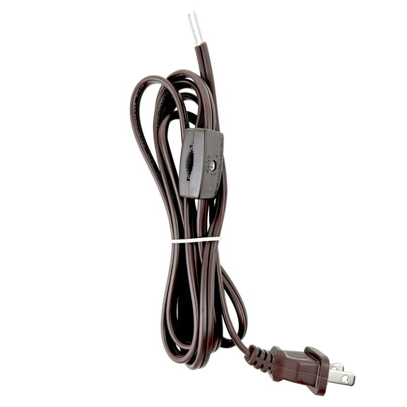 National Artcraft Brown 6 ft Heavy Duty SPT-2/105° Lamp Cord with Rotary Switch and Fully Tinned Ends